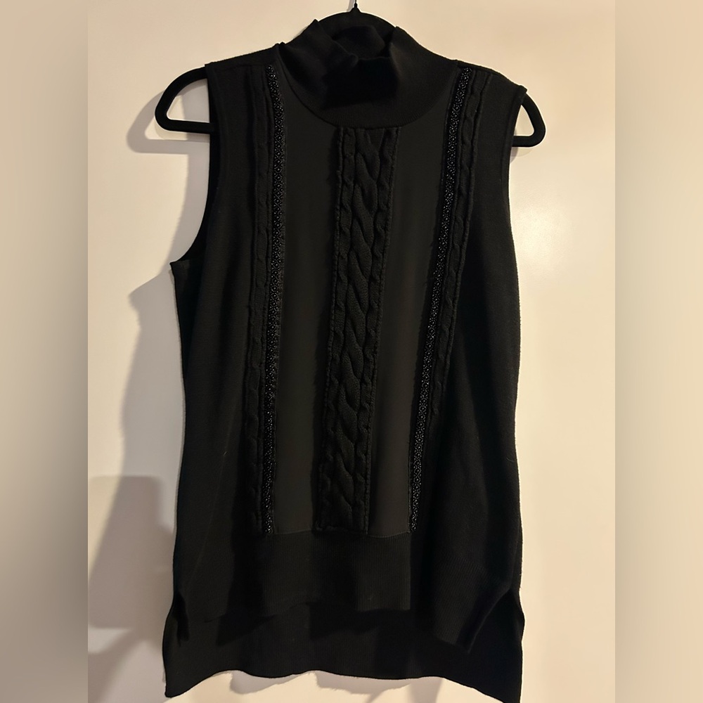 White House Black Market Black Textured Sleeveless Vest
